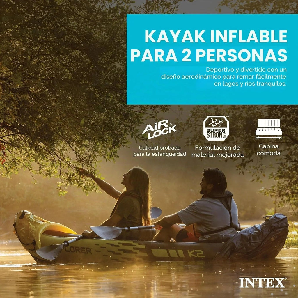 Intex Explorer K2 2-Person Inflatable Kayak Set With Aluminum Oars And High Output Air Pump - 68306EP