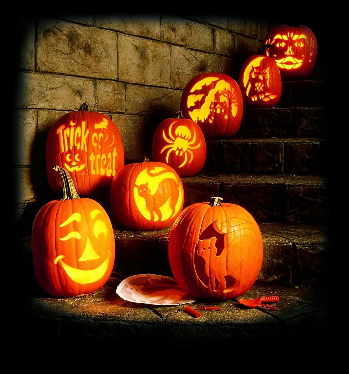 Fun World Ultimate Pumpkin Carving Kit, 14 Piece, Includes 10 Stencils and Tools