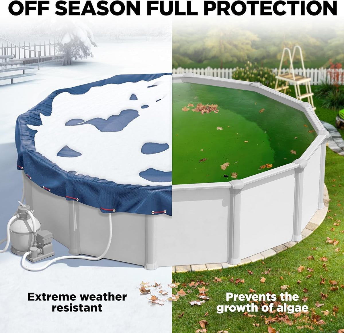 15 ft Round Pool Cover for Above Ground Pools, Above Ground Pool Cover, Winter Pool Cover, Navy Blue