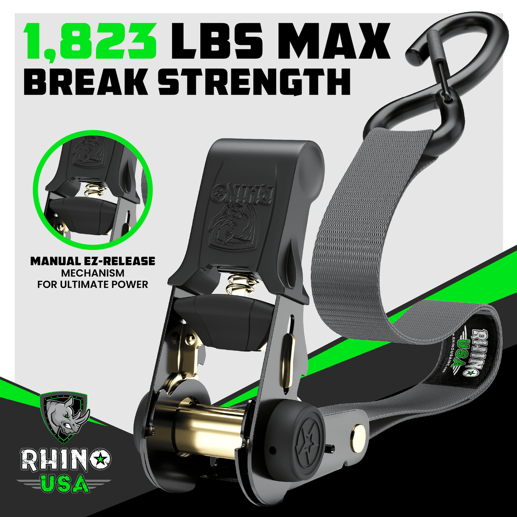 Rhino USA 1in x 15ft Medium Duty Ratchet Straps