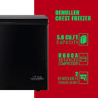 DEMULLER Chest Freezer 5.0 Cubic Feet, Black, 2 Stainless Steel Storage Baskets