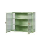 27.56in Modern Wall Cabinet With Fluted Tempered Glass Doors, Three-Tier Storage, Mint Green