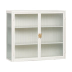 27.56in Modern Wall Cabinet With Fluted Tempered Glass Doors, Three-Tier Storage, Mint Green