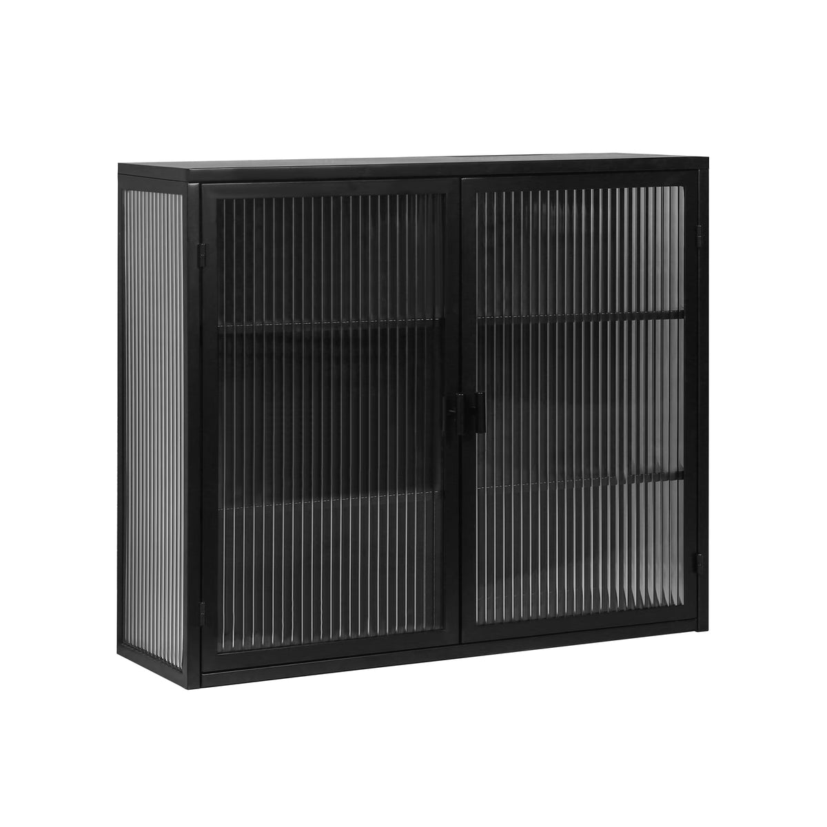27.56in Modern Wall Cabinet With Fluted Tempered Glass Doors, Three-Tier Storage, Mint Green