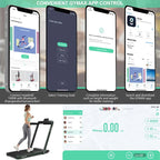 2 In 1 Folding Treadmill, 2.25 HP, 40 in x 16 in Running Area, Dual Display And App Control