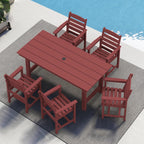 SERWALL 7-Piece HDPE Patio Dining Set, Aruba, 66.9in D x 32.2in W x 29.1in H