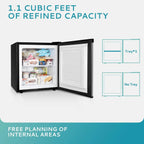EUHOMY Compact Upright Freezer, 3.0 Cubic Feet, Silver Stainless Steel Door - MF-30-Y