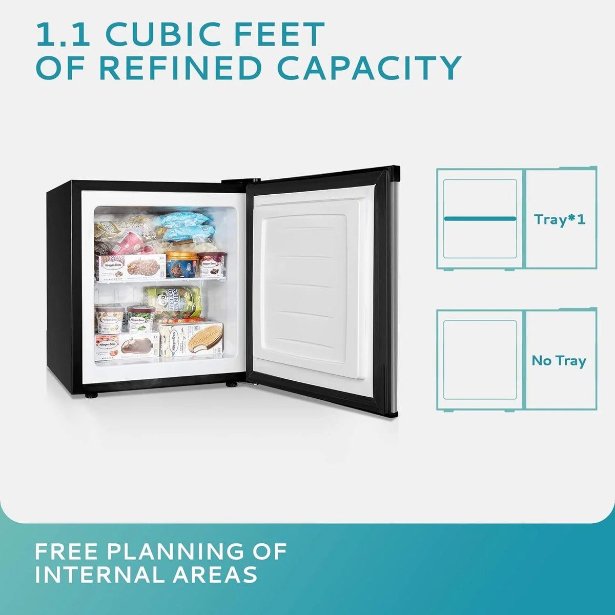 EUHOMY Compact Upright Freezer, 3.0 Cubic Feet, Silver Stainless Steel Door - MF-30-Y