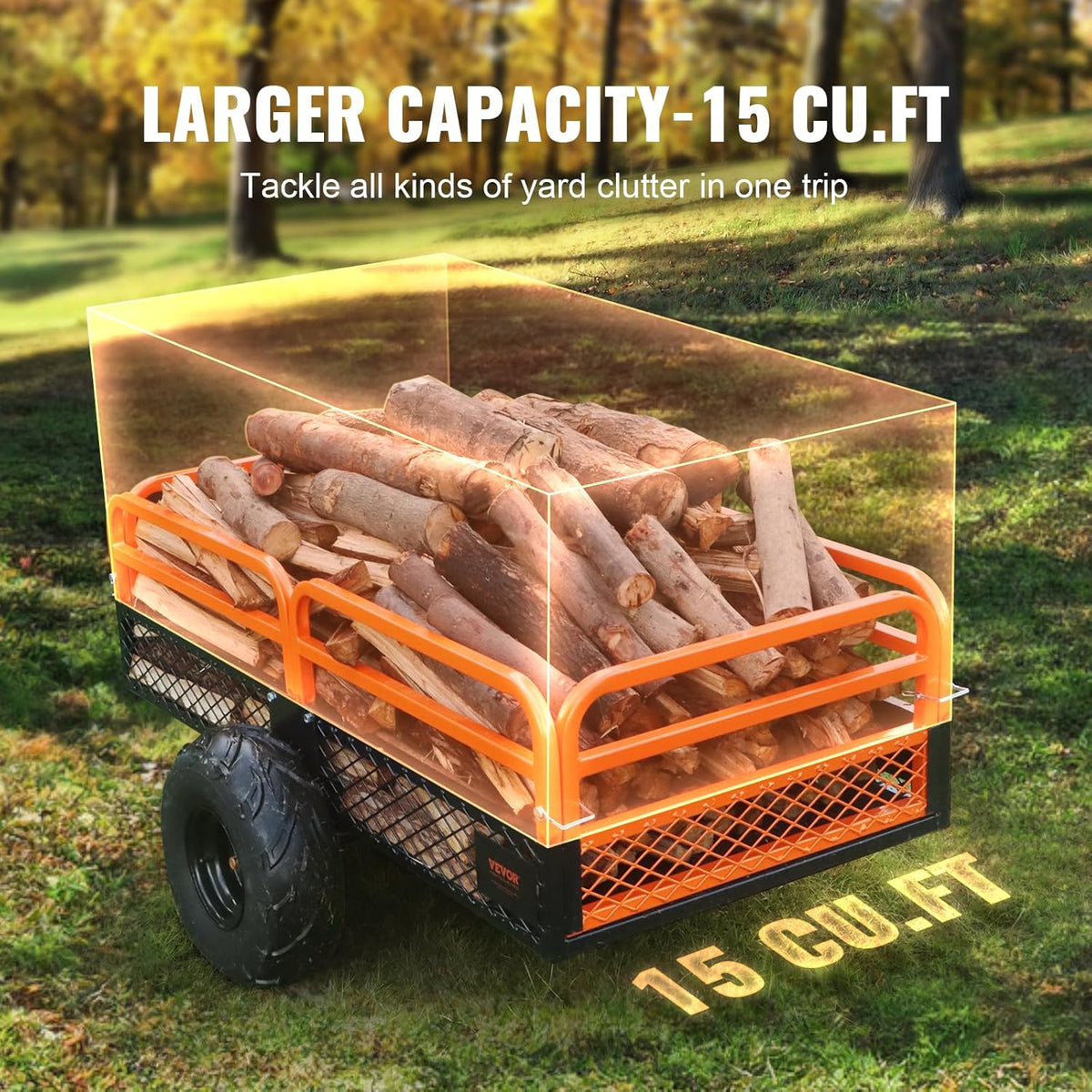 VEVOR ATV UTV Tow-Behind Dump Cart 1500 lb 15 cu ft