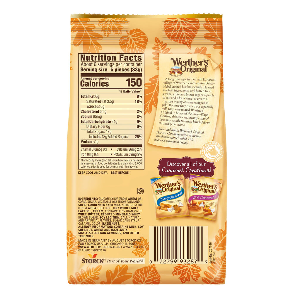 Werther's Original Harvest Cinnamon Crème Soft Caramel Candy, 7.4 oz.