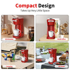 2 in 1 Single Serve Coffee Maker for K Cup Pods & Ground Coffee, Mini K Cup Coffee Machine with 6 to 14 oz Brew Sizes, Single Cup Coffee Brewer with