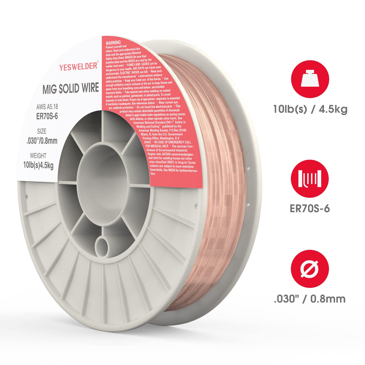 YESWELDER MIG Welding Wire, ER70S-6 Solid Carbon Steel