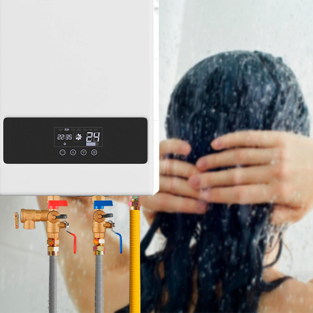 LIULO TOOL 3/4 Inch IPS Isolator Tankless Water Heater Service Valve Kit, with Pressure Relief Valve, Clean Brass