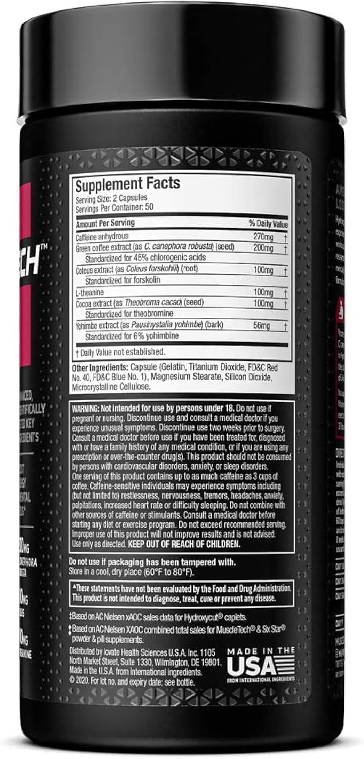 Hydroxycut Hardcore Elite, Rapid Release Capsules, 100 Count, 2 Pack