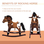 Qaba Rocking Horse Realistic Sounds for Toddlers 3-9, Dark Brown