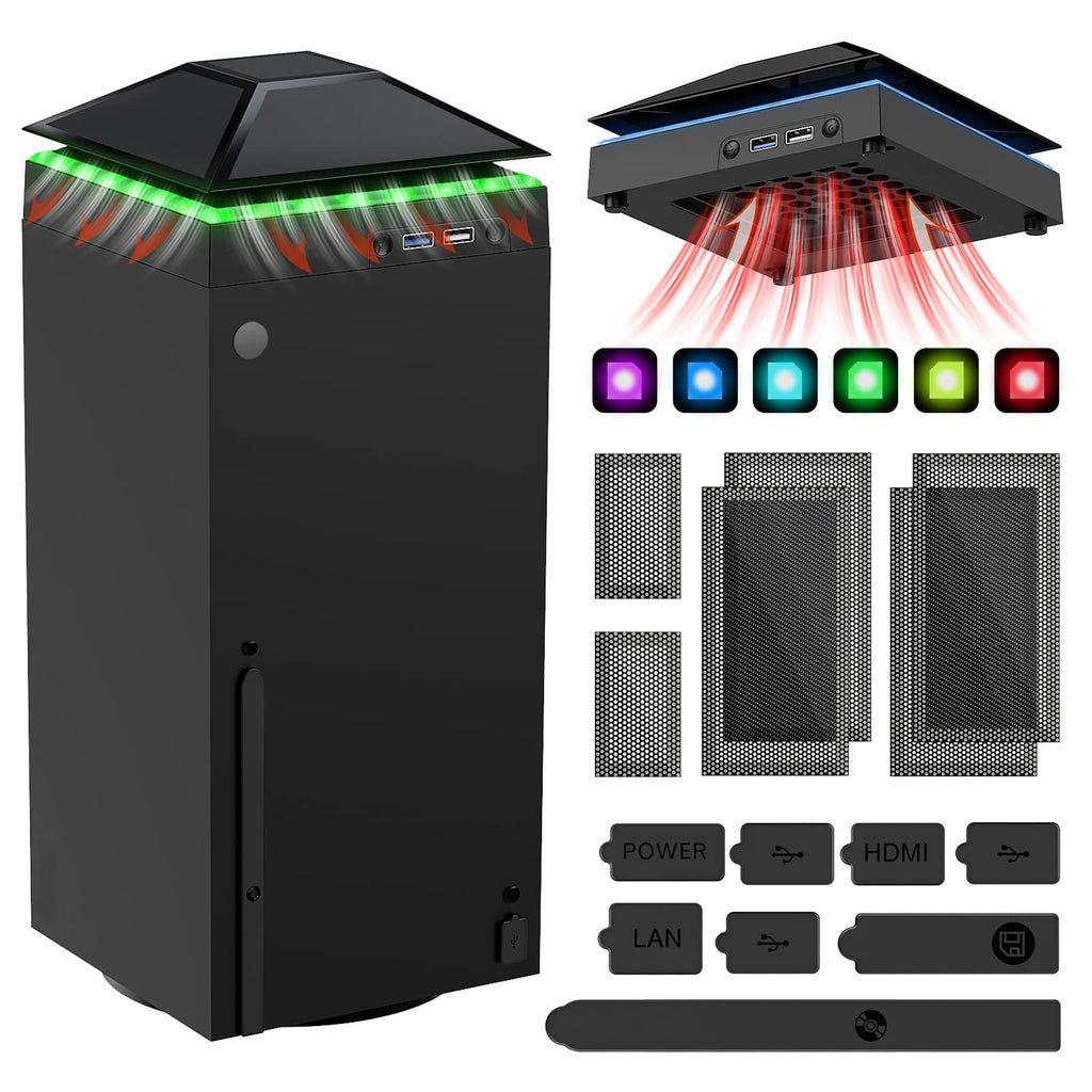 MENEEA Cooling Fan Dust Proof for Xbox Series X Console with Colorful Light