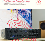 Pyle PTA44BT Bluetooth Home Audio 500 Watt 4 Channel Amplifier Stereo Receiver