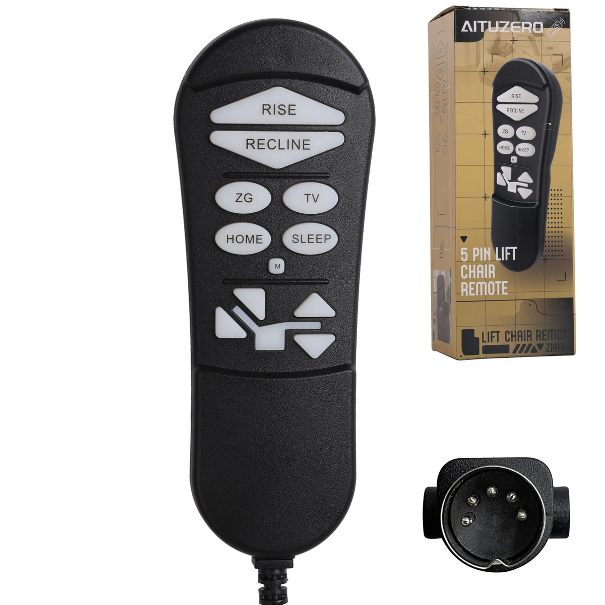 ZKAD-5 5 Pin Lift Chair Remote Only Fit for 2 Motors Golden and Ultra Comfort Chairs with 11 Button(Include SIT or Home, Not Twilight) Remote