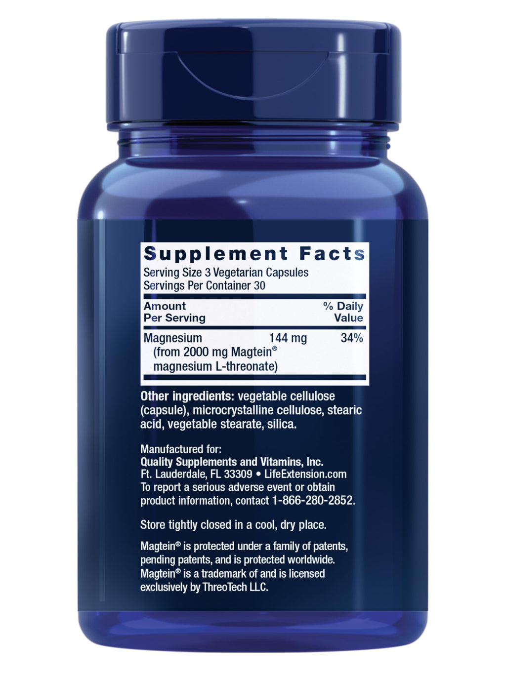 Life Extension Neuro-Mag Magnesium L-Threonate, 90 Vegetarian Capsules