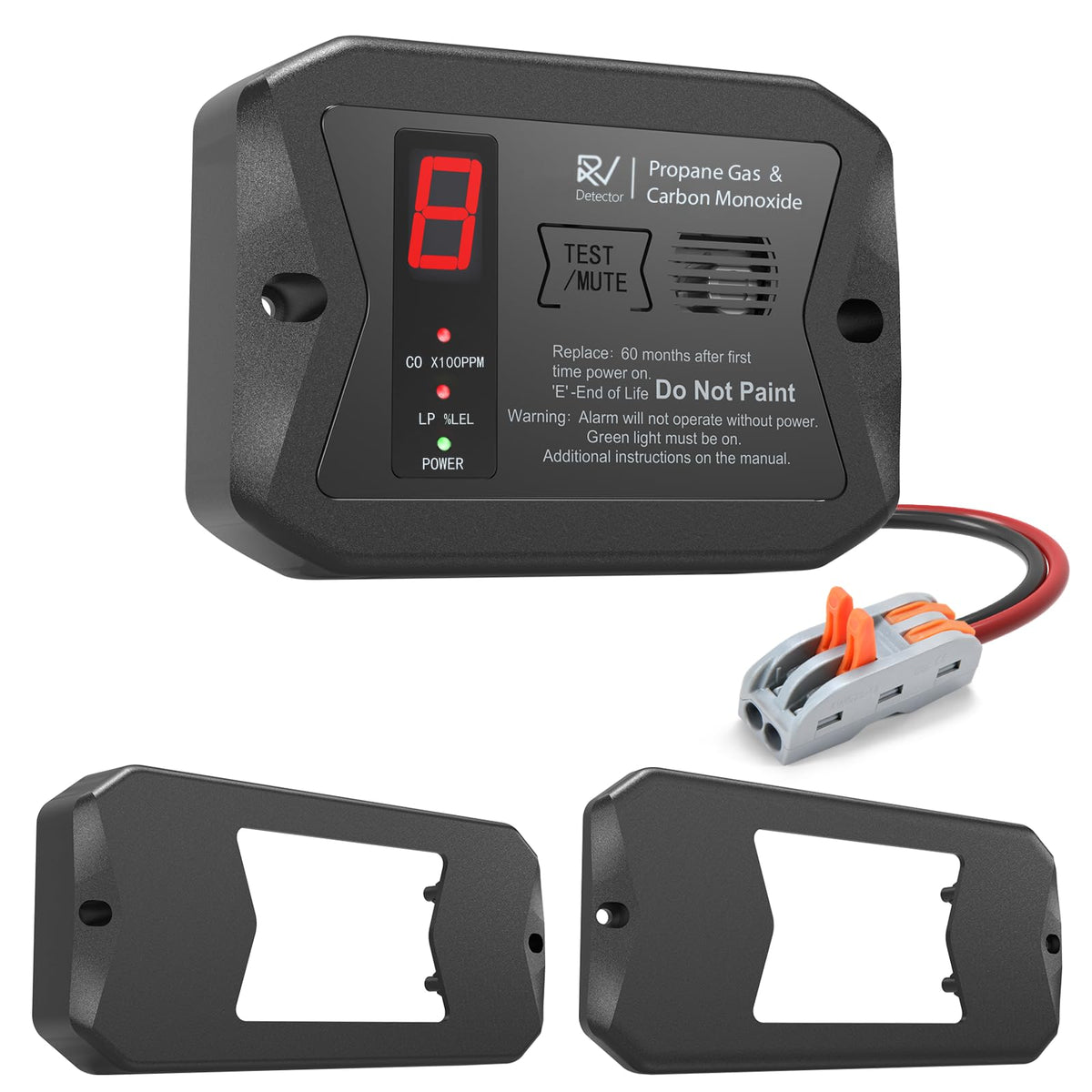 2-in-1 RV Accessories Gas Detector,Hardwired 12V DC with 3 Different Brackets for RVs,R502