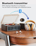 CD Player with Speakers Retro Bluetooth CD Players for Home-Brown