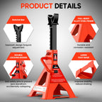 Jack Stands 3 Ton - Heavy Duty Vehicle Support with Dual Locking System, 11-16.1 inch Adjustable Height, High-Strength Steel Material and Large Base