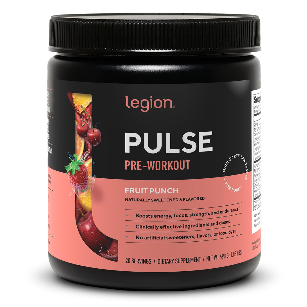 Legion Pulse Pre-Workout Powder, 350mg Caffeine, Fruit Punch