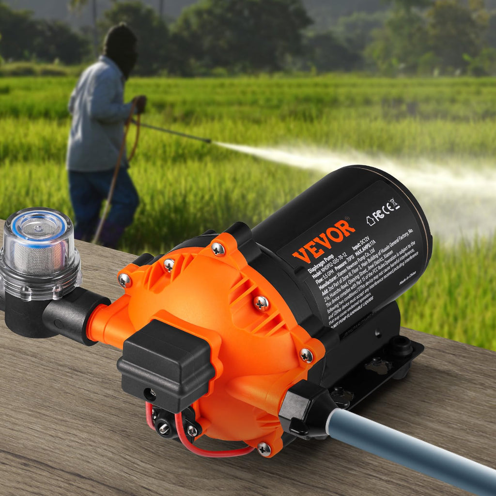 VEVOR Water Diaphragm Pump 12V DC 5.5 GPM Flow 70 PSI Rated Pressure