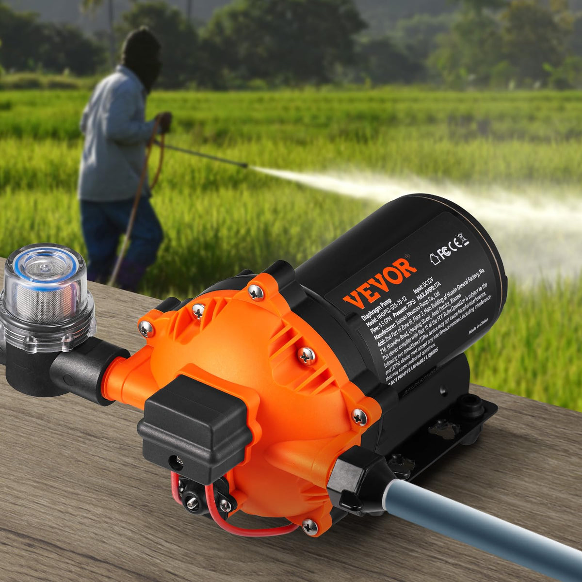 VEVOR Water Diaphragm Pump 12V DC 5.5 GPM Flow 70 PSI Rated Pressure