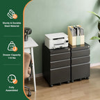 3 Drawer Mobile File Cabinet with Lock,Under Desk Metal Filing Cabinets for Home Office Organizer Letters/Legal/A4((Fully Assembled-Black)