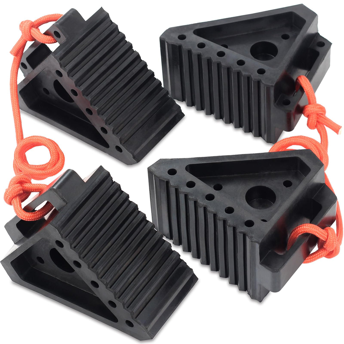 4PK Heavy-Duty Rubber Wheel Chocks for RV Travel Trailer Camper