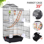 Yaheetech 39" Roof Top Flight Cage with Toys, Wrought Iron Bird Cage for Cockatiels, Conures, Lovebirds, Budgies & Small Birds