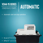 Little Giant VCMA-15UL 115 Volt, 65 GPH, 1/50 HP Automatic Condensate Removal Pump for HVAC/Refrigeration Systems/Dehumidifiers (no safety switch), 6