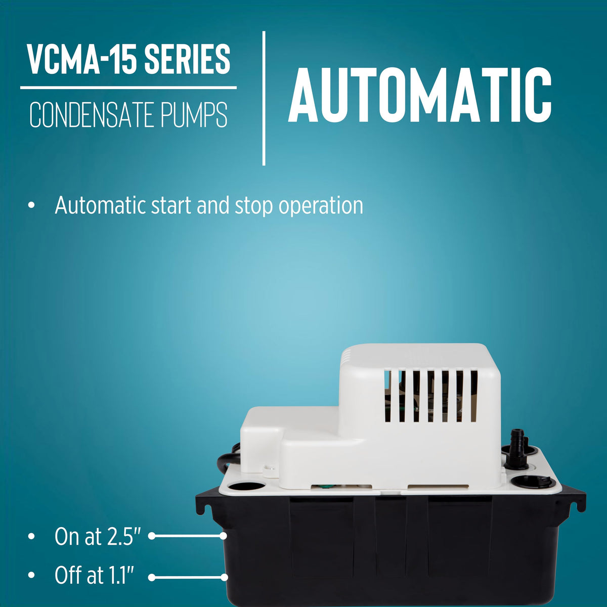 Little Giant VCMA-15UL 115 Volt, 65 GPH, 1/50 HP Automatic Condensate Removal Pump for HVAC/Refrigeration Systems/Dehumidifiers (no safety switch), 6