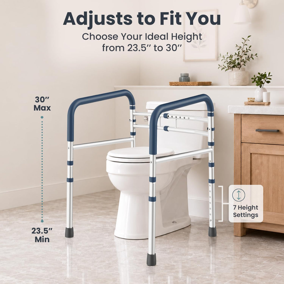 PELEGON Toilet Safety Rails (350 lb) - Adjustable Toilet Safety Frame & Rails, Toilet Safety Rail for Elderly Adults, Toilet Handles for Seniors