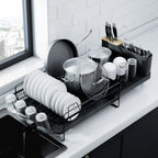 Kitsure Extendable Dish Drying Rack, 19.2"-26.7" L x 12.9" W, Black