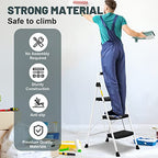 SocTone 3 Step Folding Step Ladder With Handle - 500 lb Capacity