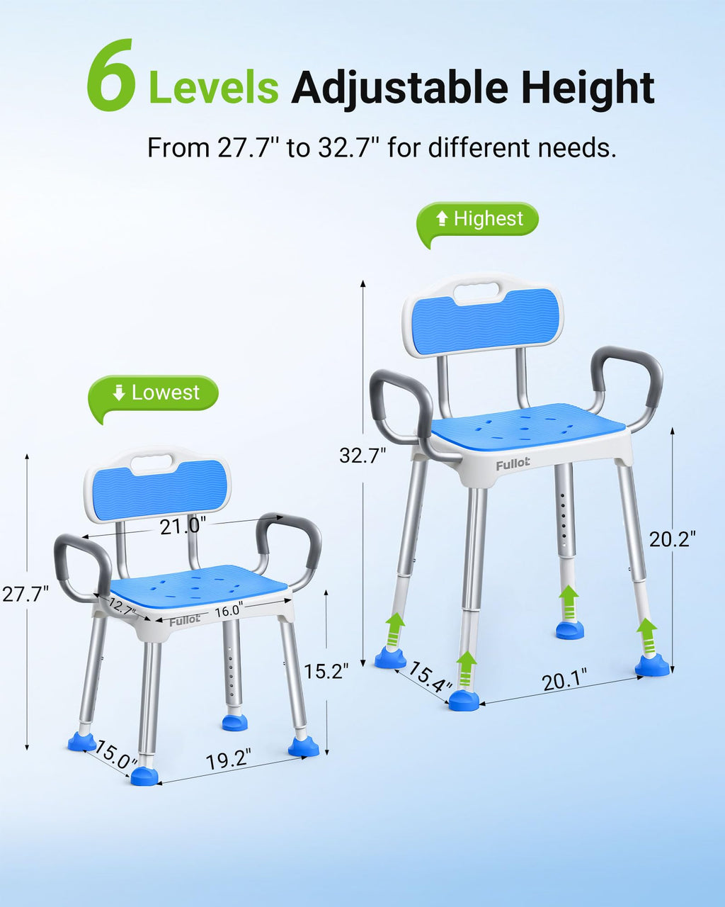 Wide Shower Chair for Inside Shower, Stable Bracing Design, 400 lbs