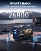 TREKURE Car Battery Jump Starter 8000A 26800mAh, Portable Car Jump Starter for All Gas and 12L Diesel Engines, Power Bank & Battery Jumper, Portable