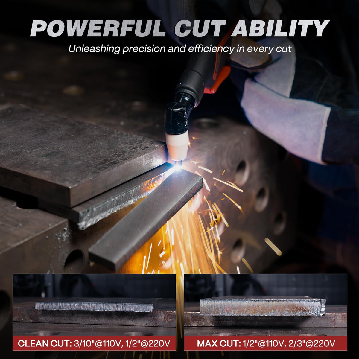 ARCCAPTAIN 50A Plasma Cutter Machine, 110V/220V Dual Voltage, 2/3" Max Cut