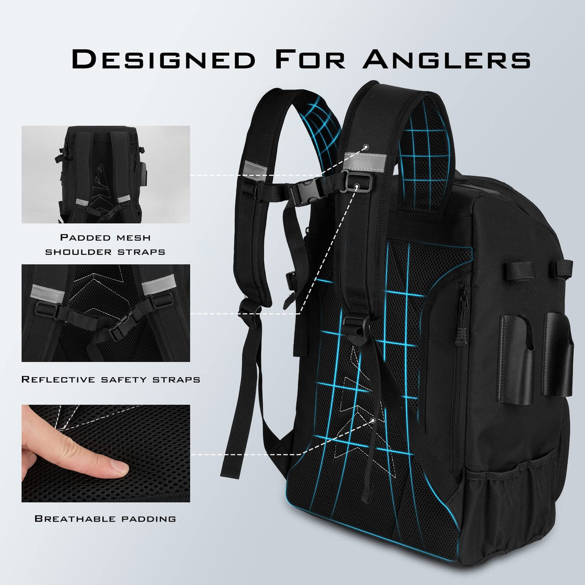 KastKing KarryAll Fishing Backpack with Rod Holder 4 Tackle Boxes, 40/26L