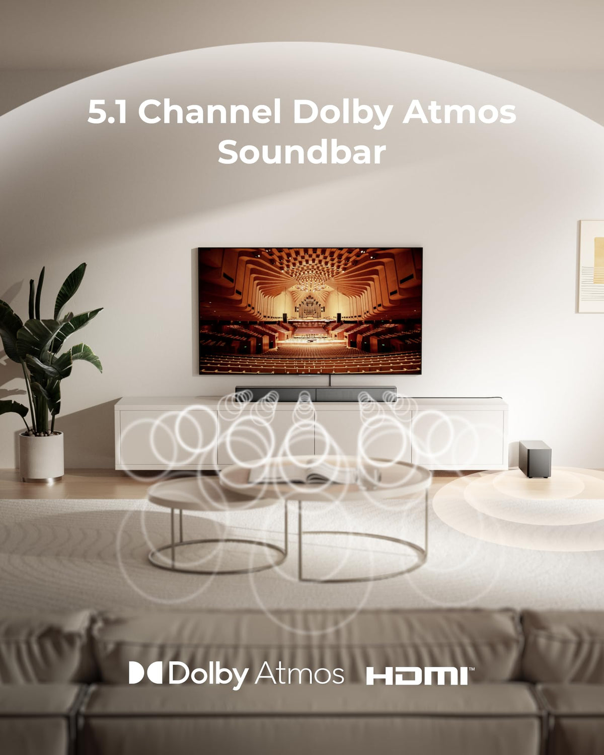 ULTIMEA 5.1CH Surround Sound Bar System with Dolby Atmos, Poseidon M60