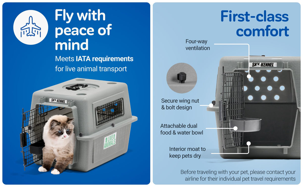 Petmate Sky Kennel for Air Travel, 28in Dog Crate for Pets 15 to 30lbs
