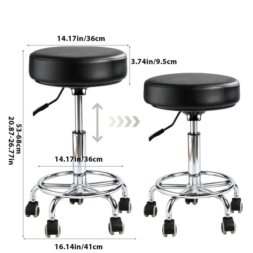 500lb heavy-duty Rolling Stool with Wheels,9.5cm thick Comfort cushion