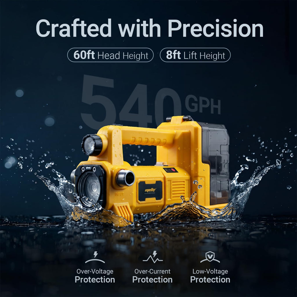 Brushless Cordless Water Transfer Pump Compatible with Dewalt 20V Battery