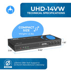 OREI 4K 2x2 HDMI or USB-C Video Wall Controller Processor Display Upto 4K 60hz 2x1, 1x2, 1x3, 1x4 Supports 180 Degree Rotate RS-232 Audio Extraction