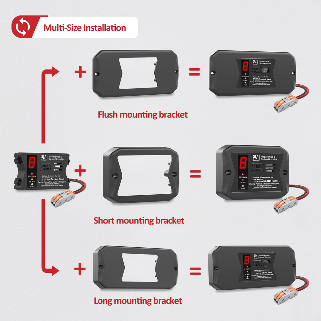 2-in-1 RV Accessories Gas Detector,Hardwired 12V DC with 3 Different Brackets for RVs,R502