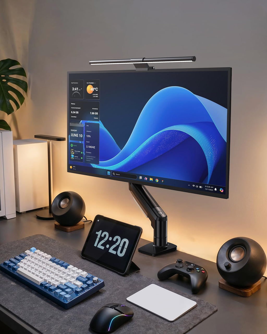 HUANUO FlowLift™ Single Monitor Mount, 13 to 32 Inch Monitor Arm, Adjustable Monitor Stand, Vesa Mount with Clamp and Grommet Base - Fits 4.4 to