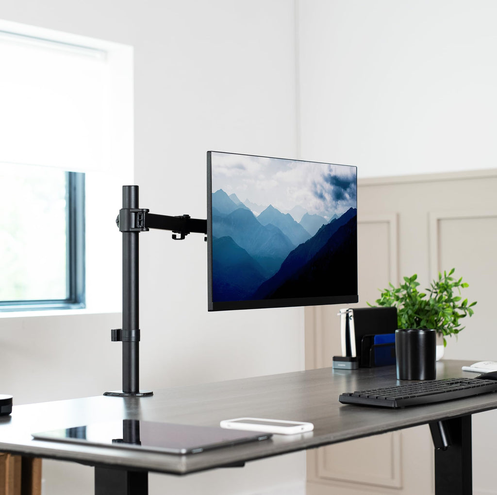 VIVO Single 13 to 38 inch Ultrawide Monitor Arm Desk Mount, Regular Screens up to 32 inches, 22 lbs capacity, Fully Adjustable Stand with C-Clamp and