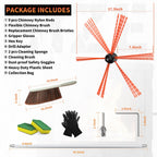 Sealegend 30FT Chimney Sweep Kit Rotary Flexible Cleaning Brush with 9 Rods